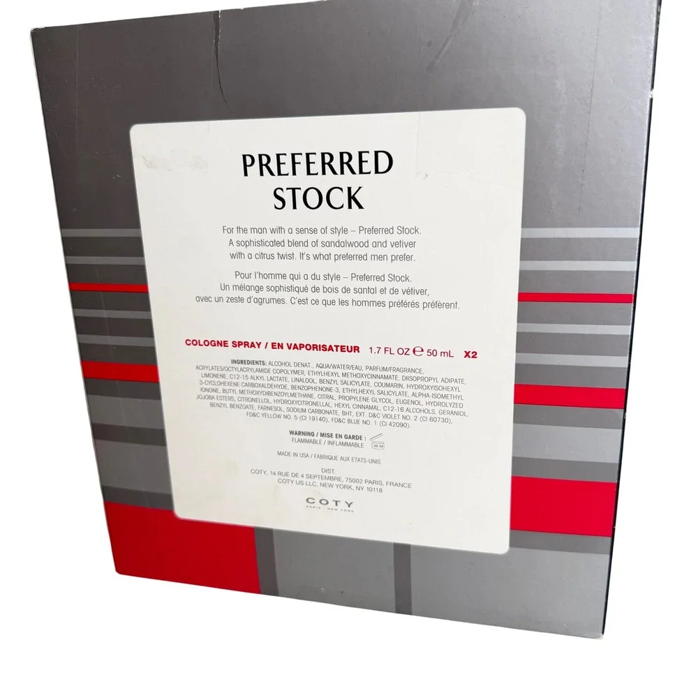 Preferred Stock Coty Cologne Set‎ 1.7oz 50ml Men Y2K 2 Gift Set Classic Vintage